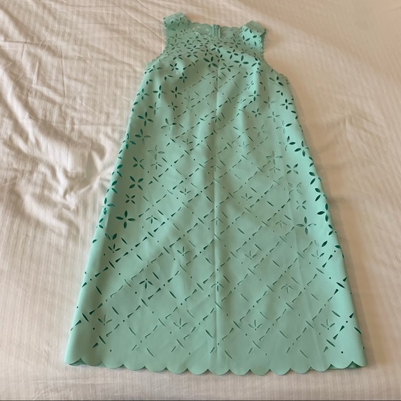 J. Crew Dresses & Skirts - J Crew Dress 4T Green Lined A-line Floral Laser Cut Out Blogger Favorite Spring